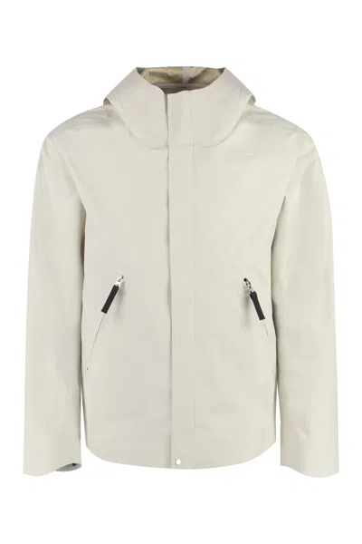 Stone Island Technical Fabric Hooded Jacket In Ivory
