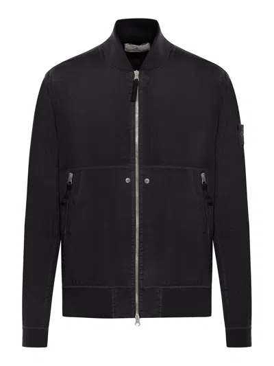 Stone Island Technical Fabric Jacket With Compass Logo In Black