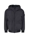 Stone Island Mens Dark Blue Crinkle Logo-patch Padded Shell Jacket