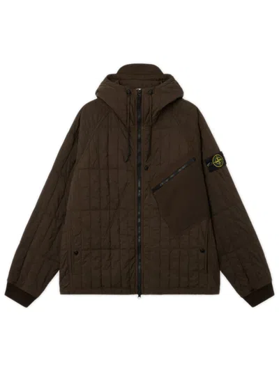 Stone Island Technical Stretch Polyamide Jacket For Men In Marrone