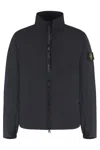 Stone Island Coat Technical Fabric Drawstring Adjustable In Black