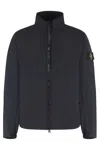 Stone Island Coat Technical Fabric Drawstring Adjustable In Black