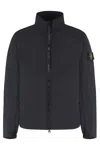 Stone Island Coat Technical Fabric Drawstring Adjustable In Black