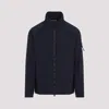 Stone Island Logo Zip-up Jacket In Blue