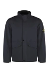 Stone Island Quilted Padded Hooded Down Jacket In Blue