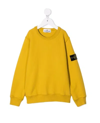 Stone Island Teen Compass Logo-patch Sweatshirt In Yellow