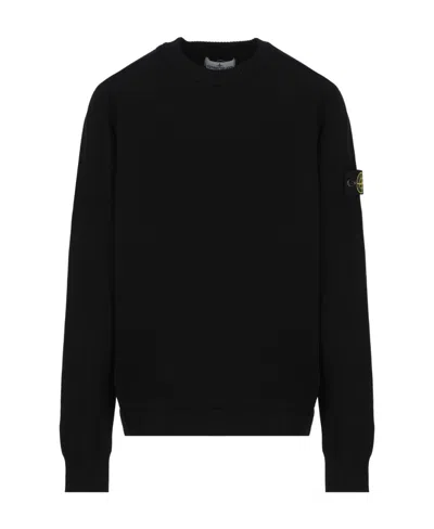 Stone Island Teen Compass-patch Jumper In Black