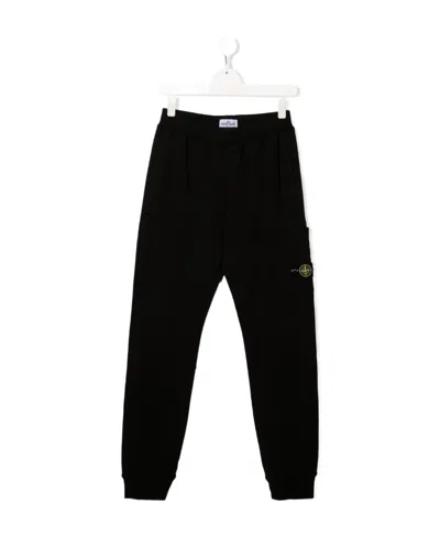 Stone Island Teen Fleece Track Pants In Black