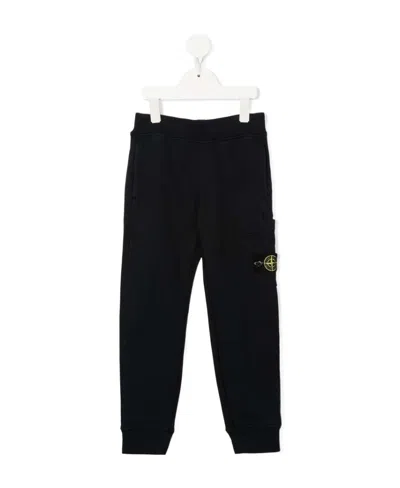 Stone Island Teen Fleece Track Pants In Blue