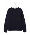 Stone Island Teen Logo-patch Cotton Sweatshirt In Blue