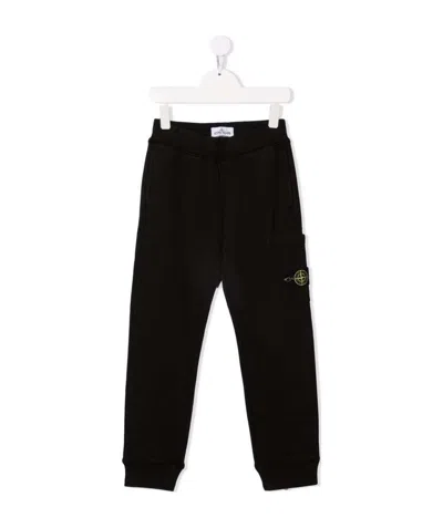 Stone Island Teen Logo-patch Cotton Track Trousers In Black