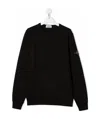 Stone Island Teen Logo-patch Crewneck Sweatshirt In Black