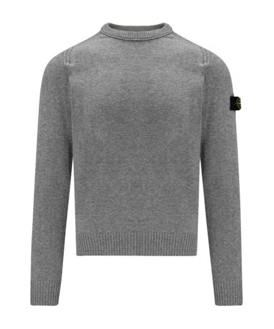 Stone Island Teen Logo-patch Jumper In Gray