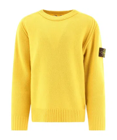 Stone Island Teen Logo-patch Sweater In Yellow
