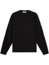 Stone Island Black Soft Organic Cotton Crewneck Sweater In Black