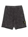 Stone Island Textured Black Shorts With Drawstring Waistband And Functional Pockets