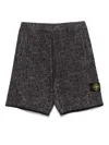 Stone Island Textured Black Shorts With Drawstring Waistband And Functional Pockets