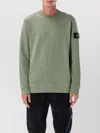 Stone Island Textured Crew Neck Cotton Sweatshirt In Green