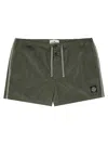 Stone Island Swim Trunks With Back Pocket And Elastic Waistband In Green