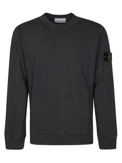 Stone Island Textured Grey Sweatshirt With Distinctive Logo Patch In Gray
