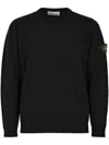Stone Island Blue Navy Ribbed Turtleneck Sweater In Wool Men In Black