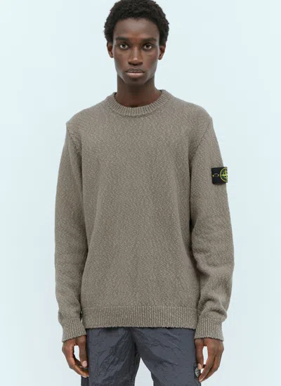 Stone Island Textured Knit Sweater In Brown