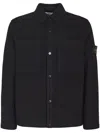 Stone Island Textured Knit Sweater With Button-up Front In Black
