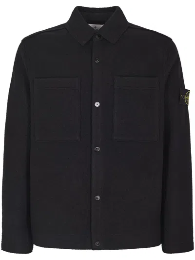 STONE ISLAND TEXTURED KNIT SWEATER WITH BUTTON-UP FRONT