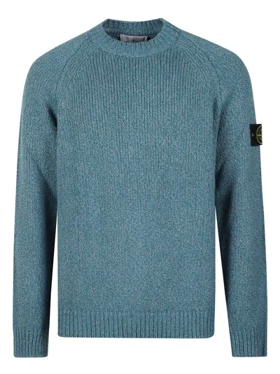 Stone Island Mouliné Wool Sweater Knitwear Blue