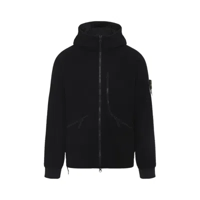 STONE ISLAND TEXTURED WOOL BLEND JACKET WITH HOOD