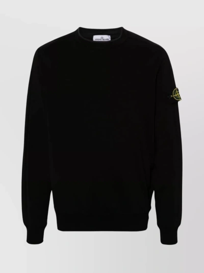 Stone Island Thick Profile Crew Neck Sweater In Black