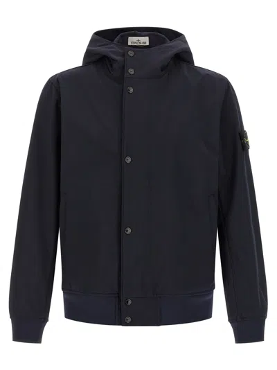 Stone Island Three-layer Waterproof Technical Jacket In Navy