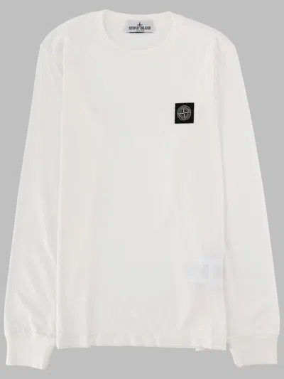 Stone Island Timeless Long Sleeve Tee For Boys In White
