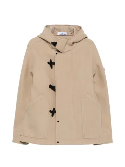 Stone Island Toggle-fastening Hooded Jacket In Neutral