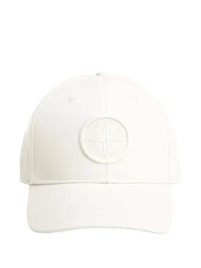 Stone Island Tonal Logo Baseball Cap In White