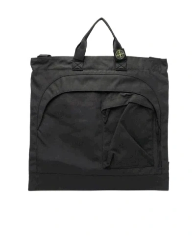 Stone Island Top Handle Tote In Gray