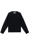 Stone Island Knit Sweater With Signature Sleeve Patch In Blue