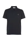 Stone Island Logo Patch Short-sleeved Polo Shirt In Blue