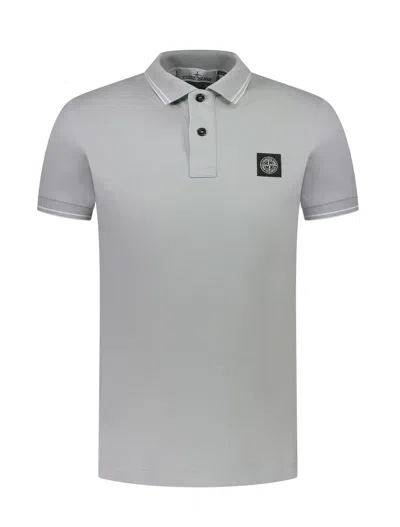 Stone Island Piqué Cotton Polo Shirt In Grey
