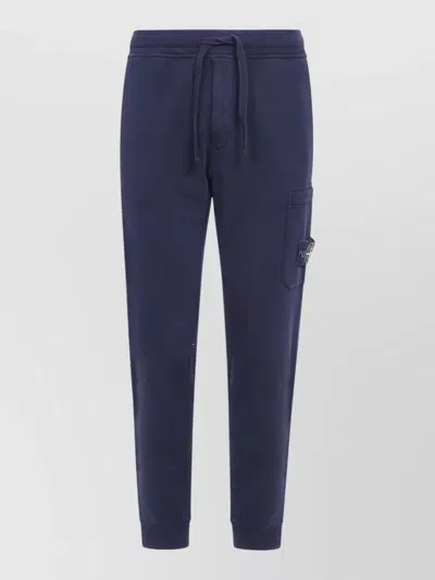 Stone Island Track Pants Ribbed Cuffs Side Pocket In Blue