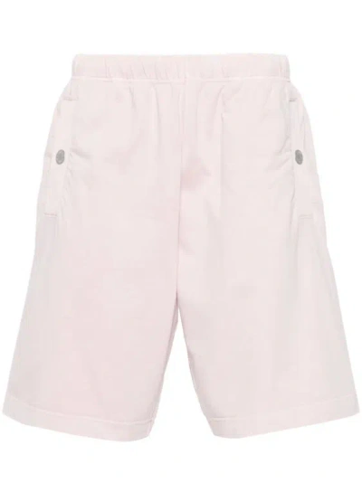 Stone Island Mid-rise Cotton Track Shorts In Pink