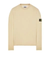 Stone Island Ivory Ribbed Knit Sweater With Crew Neckline In Beige