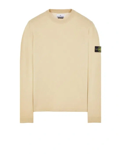 Stone Island Ivory Ribbed Knit Sweater With Crew Neckline In Multi