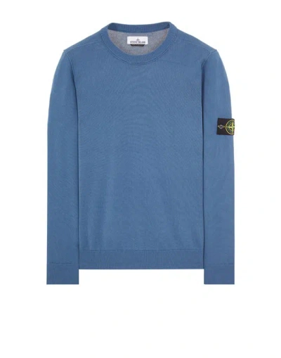 Stone Island Steel Blue Brushed Organic Cotton Crewneck Sweatshirt