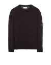 Stone Island Round-neck Sweatshirt With Ribbed Cuffs And Logo Detail In Blue