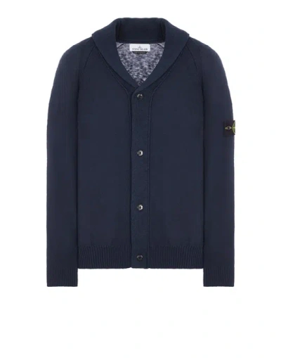 Stone Island Tricot Bleu Coton, Polyamide In Blue