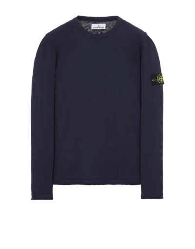 Stone Island Tricot Bleu Coton, Polyamide In Black