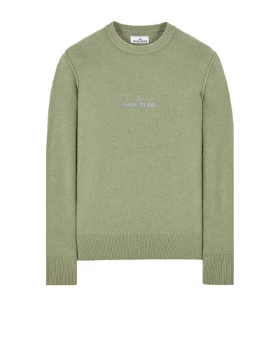 Stone Island Tricot Vert Coton, Polyamide, Élasthanne In Green