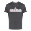 Stone Island Tricromia Print T-shirt 'charcoal' In Gray