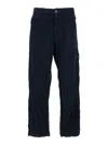 Stone Island Straight Textured Fabric Trousers With Belt Loops In Blue